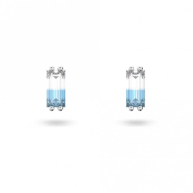 Swarovski Jewellery Swarovski Stilla Blue Cushion Cut Silver Tone Stud Earrings 0.6x0.3cm