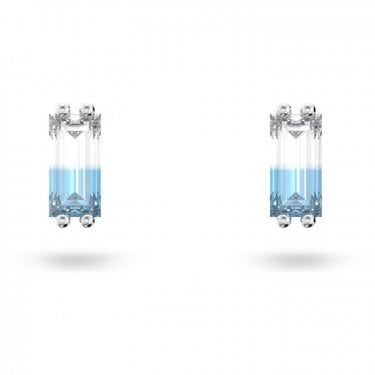 Swarovski Stilla Blue Cushion Cut Silver Tone Stud Earrings 0.6x0.3cm