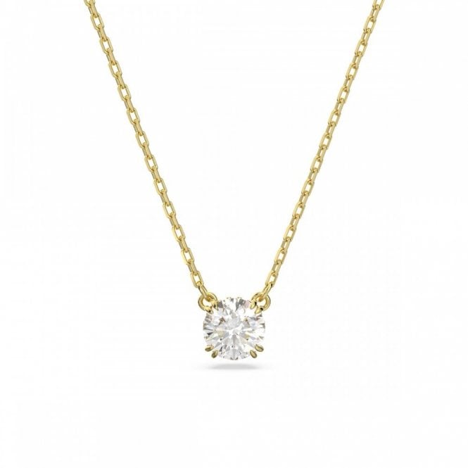 Swarovski Jewellery Swarovski Stilla Round Cut Crystal Gold Tone Necklace 0.7 x 0.7cm, 38-42cm