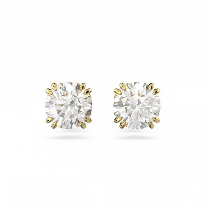 Swarovski Jewellery Swarovski Stilla Round Cut Crystal Gold Tone Stud Earrings 0.6 x 0.6cm