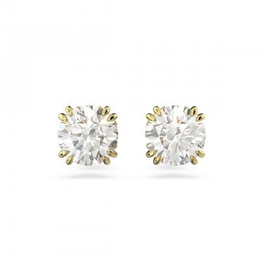 Swarovski Stilla Round Cut Crystal Gold Tone Stud Earrings 0.6 x 0.6cm