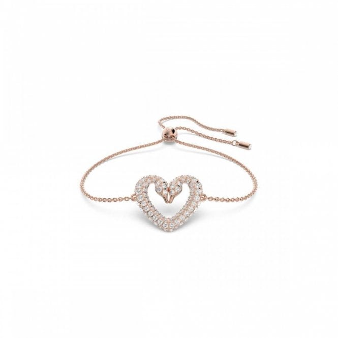 Swarovski Jewellery Swarovski Sublima Medium Heart Rose Gold Tone Adjustable Slider Bracelet 1.8 x 2cm, 24cm