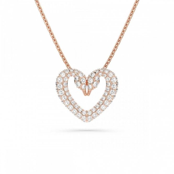 Swarovski Jewellery Swarovski Sublima Medium Heart Rose Gold Tone Necklace 2cm, 42-47cm