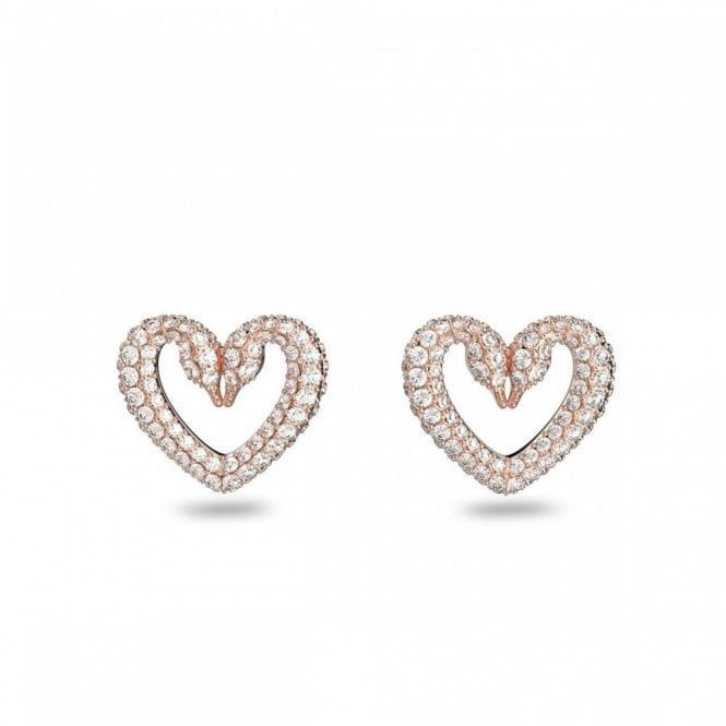Swarovski Jewellery Swarovski Sublima Medium Heart Rose Gold Tone Stud Earrings 1.8 x 2cm