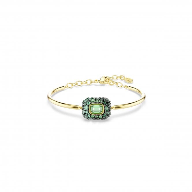 Swarovski Jewellery Swarovski Sublima Octagon Cut Green Crystal Gold Tone Bangle 0.7 x 1.4cm, 5.5 x 4.3cm