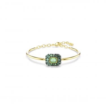 Swarovski Sublima Octagon Cut Green Crystal Gold Tone Bangle 0.7 x 1.4cm, 5.5 x 4.3cm