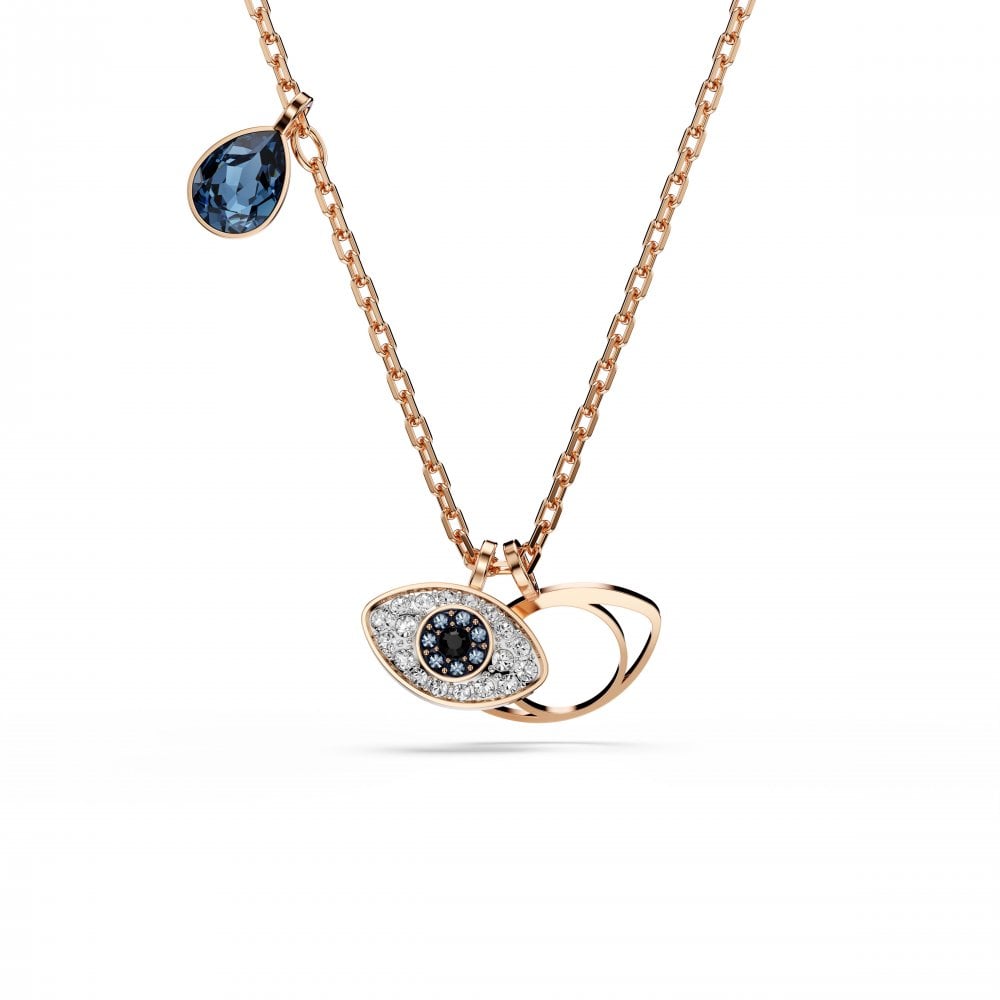 Swarovski Jewellery Women's Gold Swarovski Symbolica Eye Multicolored Rose Tone Necklace 0.7 X 1.1Cm, 42-49Cm