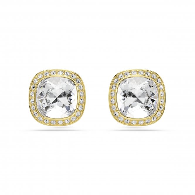 Swarovski Jewellery Swarovski Una Angelic Cushion Cut Crystal Gold Tone Stud Earrings 1.2 x 1.2cm