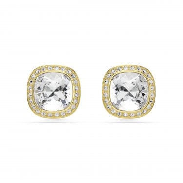 Swarovski Una Angelic Cushion Cut Crystal Gold Tone Stud Earrings 1.2 x 1.2cm
