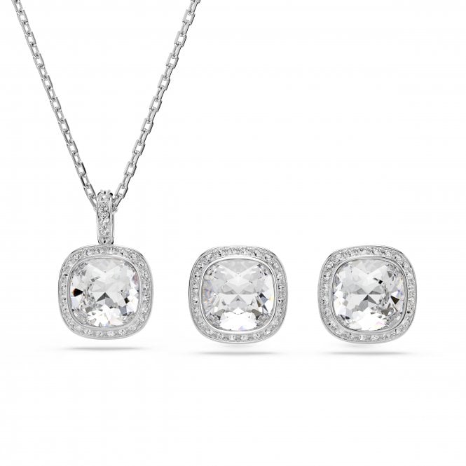 Swarovski Jewellery Swarovski Una Angelic Cushion Cut Crystal Necklace & Earrings Set 1.2 x 1.2cm, 1.8 x 1.2cm, 38-45cm