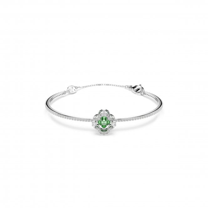 Swarovski Jewellery Swarovski Una Angelic Mixed Cuts Green Clover Bangle 1.1 x 1.1cm, 5.9 x 4cm, 16.8cm