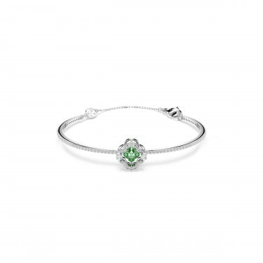 Swarovski Una Angelic Mixed Cuts Green Clover Bangle 1.1 x 1.1cm, 5.9 x 4cm, 16.8cm