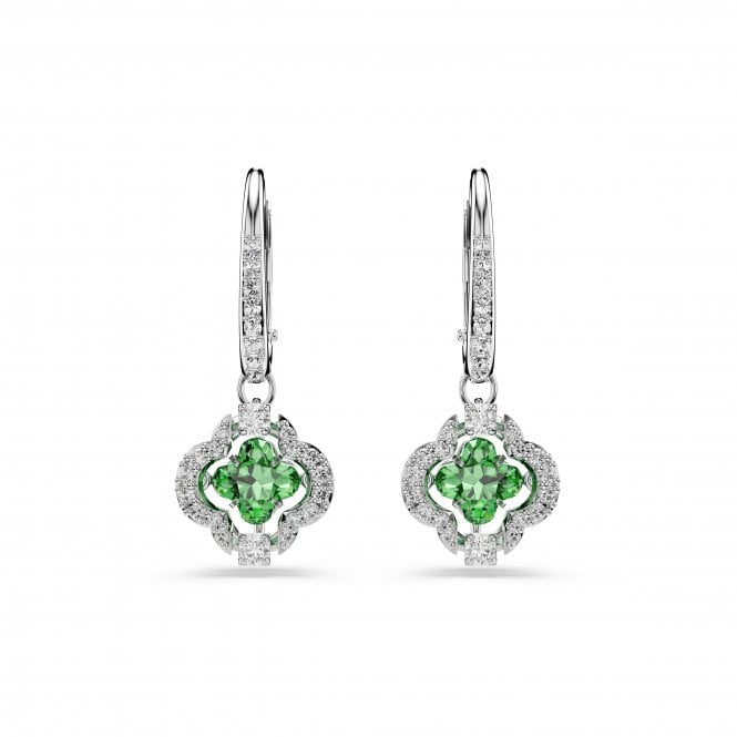 Swarovski Jewellery Swarovski Una Angelic Mixed Cuts Green Clover Drop Earrings 2.7 x 1.1cm
