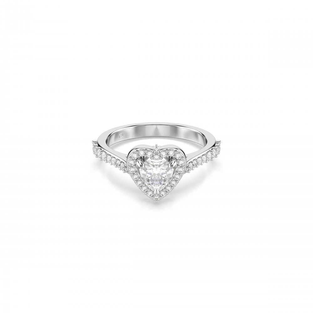 Swarovski Jewellery Women's Light/Silver/White Swarovski Una Angelic Mixed Cuts Heart Ring Size 58
