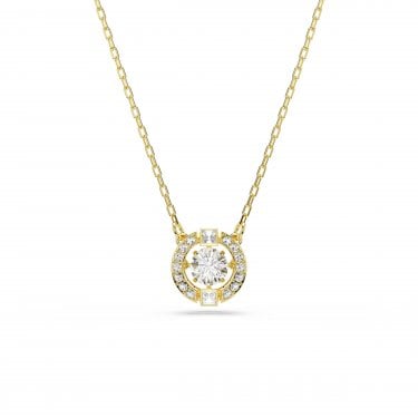 Swarovski Una Angelic Round Cut Dancing Crystal Gold Tone Necklace 1 x 1cm, 38-45cm