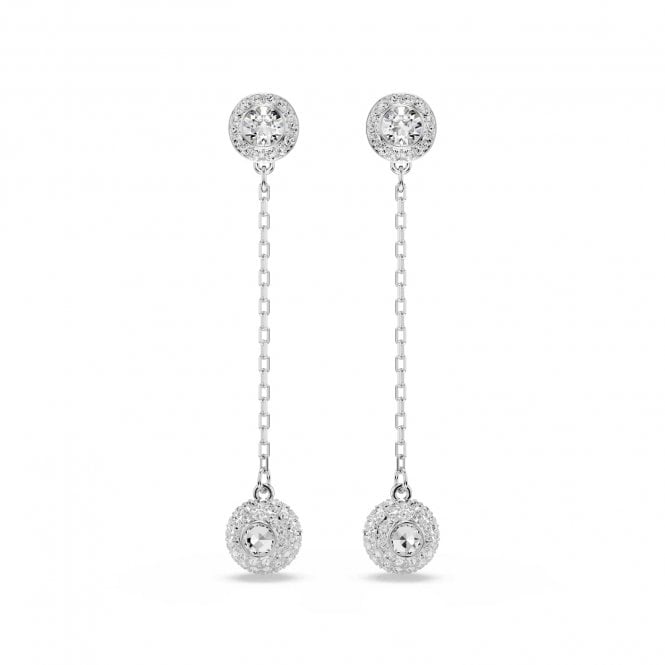Swarovski Jewellery Swarovski Una Angelic Round Cut Double Sided Motif Long Drop Earrings 0.8 x 5.2cm