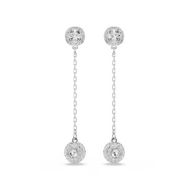 Swarovski Una Angelic Round Cut Double Sided Motif Long Drop Earrings 0.8 x 5.2cm