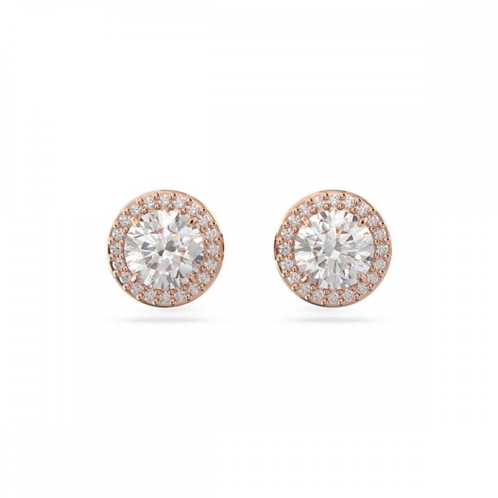 Swarovski Jewellery Gold Swarovski Una Angelic Round Cut Pave Rose Tone Stud Earrings X 0.9Cm Size 0.9
