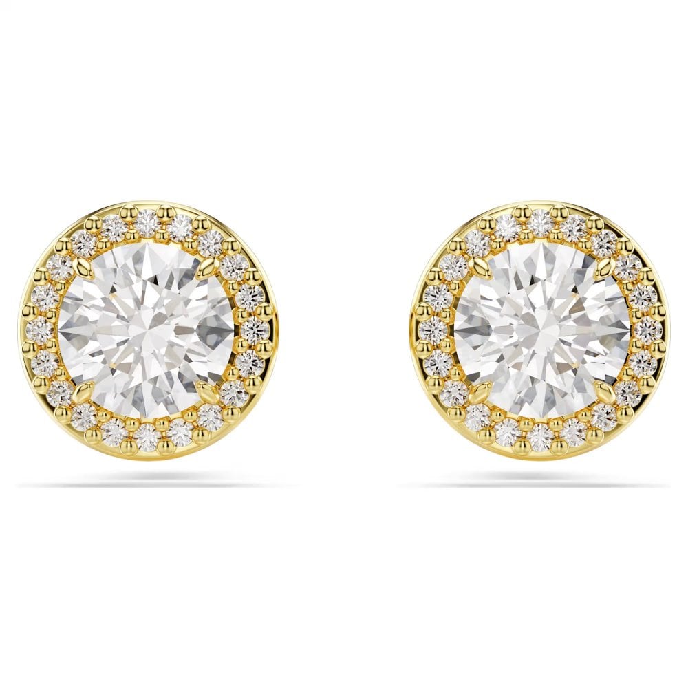 Swarovski Jewellery Women's Yellow/Gold Swarovski Una Angelic Round Cut Pave Tone Stud Earrings 0.9 X 0.9Cm
