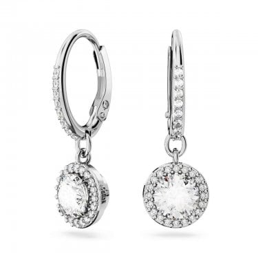Swarovski Una Angelic Round Cut Pavé Crystal Drop Earrings 2.7 x 0.9cm