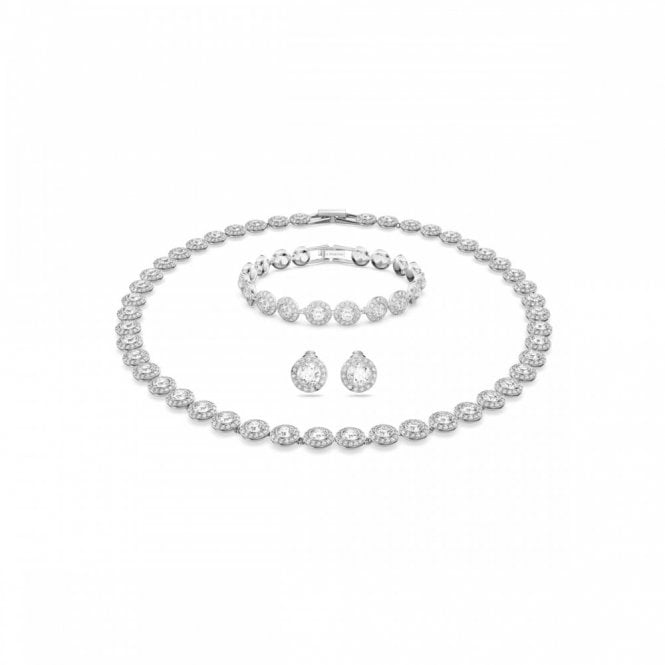 Swarovski Jewellery Swarovski Una Angelic Round Cut Pavé Necklace, Earrings & Bracelet Set 38cm, 1cm, 16.5cm  