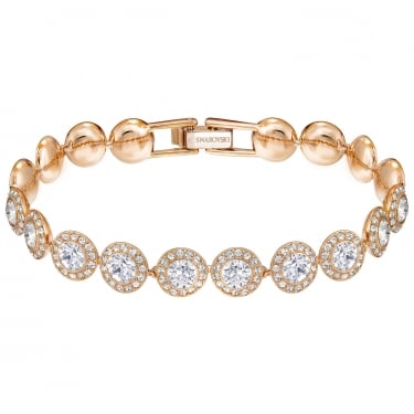 Swarovski Una Angelic Round Cut Pavé Rose Gold Tone Tennis Bracelet 0.8cm, 16.5-18.5cm  
