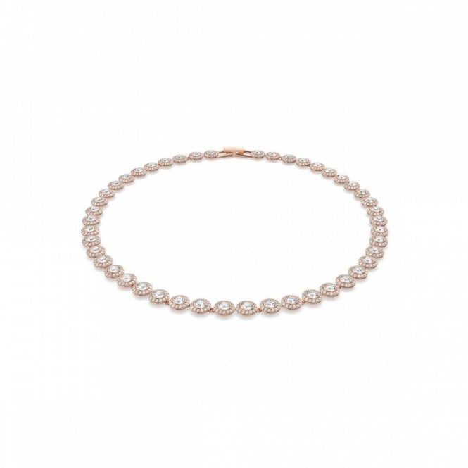 Swarovski Jewellery Swarovski Una Angelic Round Cut Pavé Rose Gold Tone Tennis Necklace 38cm 