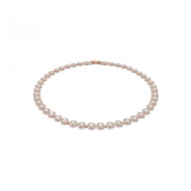Swarovski Una Angelic Round Cut Pavé Rose Gold Tone Tennis Necklace 38cm 