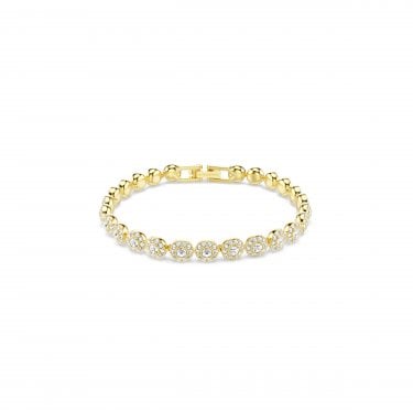 Swarovski Una Angelic Round Cut Pavé Small Gold Tone Bracelet 0.6cm, 16.2-18cm