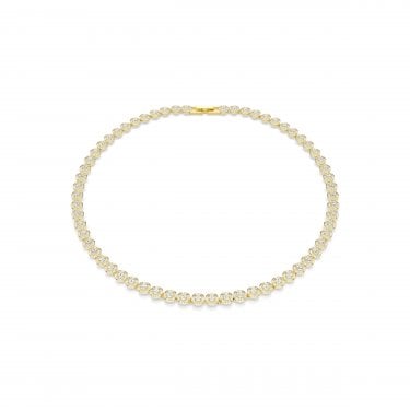 Swarovski Una Angelic Round Cut Pavé Small Gold Tone Necklace 0.6cm, 38-40cm 