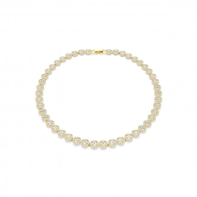 Swarovski Jewellery Swarovski Una Angelic Round Cut Pavé Tennis Gold Tone Necklace 0.8cm, 38-41cm