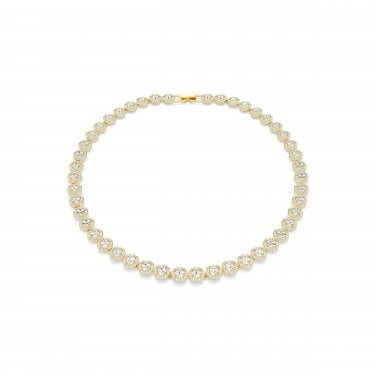Swarovski Una Angelic Round Cut Pavé Tennis Gold Tone Necklace 0.8cm, 38-41cm
