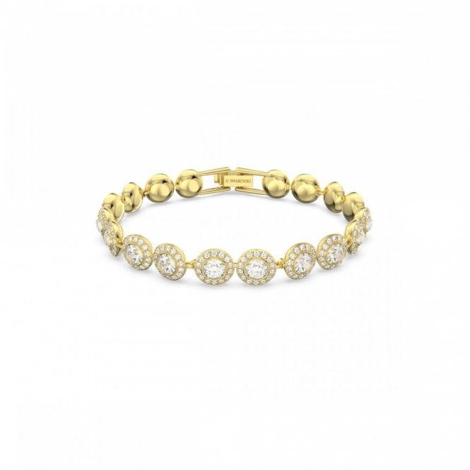 Swarovski Jewellery Swarovski Una Angelic Round Cut Pavé Yellow Gold Tone Tennis Bracelet 16.5cm 