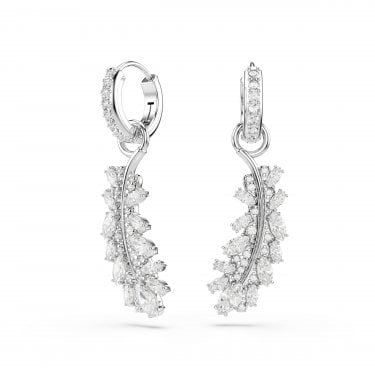 Swarovski Vienna Mixed Cuts Feather Crystal Hoop Drop Earrings 0.3 x 1.1cm