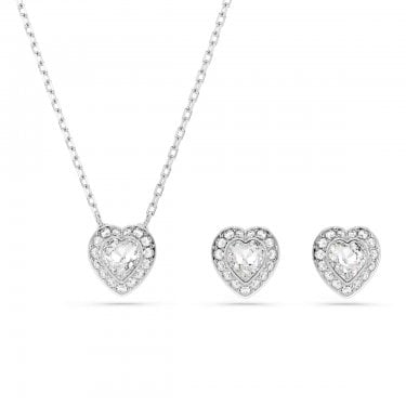 Swarovski x Ariana Grande Mixed Cuts Crystal Heart Necklace & Earrings Set 1 x 1cm, 1 x 0.9cm, 38-45cm 