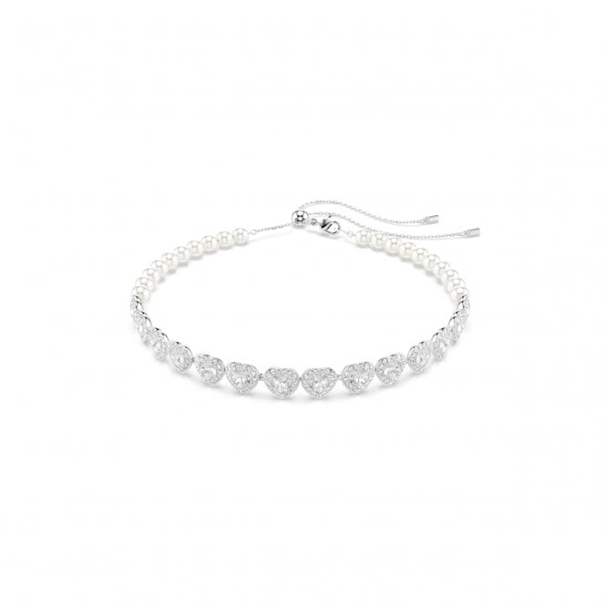 Swarovski Jewellery Swarovski x Ariana Grande Mixed Cuts Crystal Heart & Pearl Choker Necklace 1cm, 30 - 44cm 