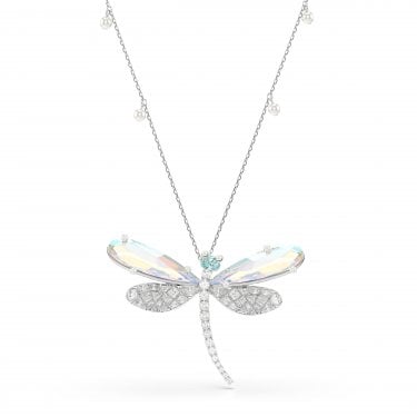Swarovski x Ariana Grande Mixed Cuts Crystal Pearl Dragonfly Necklace & Brooch 5.3 x 7cm, 80-90cm