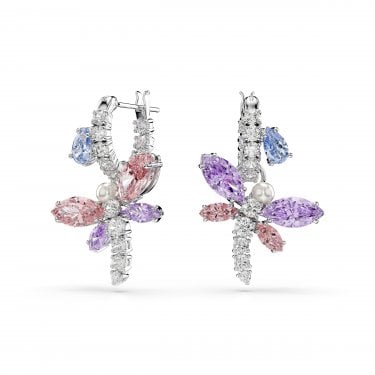 Swarovski x Ariana Grande Mixed Cuts Multicoloured Dragonfly Hoop Drop Earrings 2.6 x 1.8cm