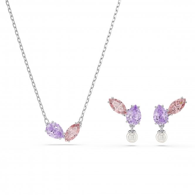 Swarovski Jewellery Swarovski x Ariana Grande Mixed Cuts Multicoloured Necklace & Earrings Set 1.6 x 1.2cm, 1.6 x 1.2cm, 38-45cm