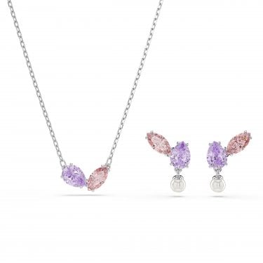 Swarovski x Ariana Grande Mixed Cuts Multicoloured Necklace & Earrings Set 1.6 x 1.2cm, 1.6 x 1.2cm, 38-45cm