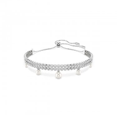 Swarovski x Ariana Grande Round Cut Crystal & Pearl Adjustable Slider Bracelet 1.5cm, 13 - 24cm