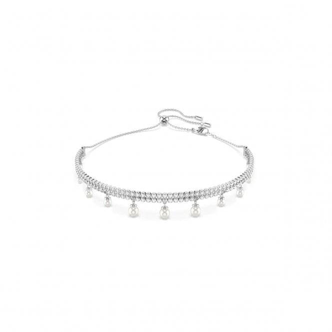 Swarovski Jewellery Swarovski x Ariana Grande Round Cut Crystal & Pearl Choker Necklace 1.5cm, 30-42cm