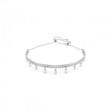 Swarovski x Ariana Grande Round Cut Crystal & Pearl Choker Necklace 1.5cm, 30-42cm