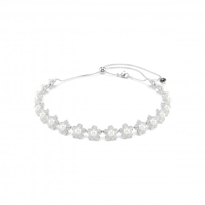 Swarovski Jewellery Swarovski x Ariana Grande Round Cut Crystal & Pearl Flower Choker Necklace 1.3cm, 30-44cm