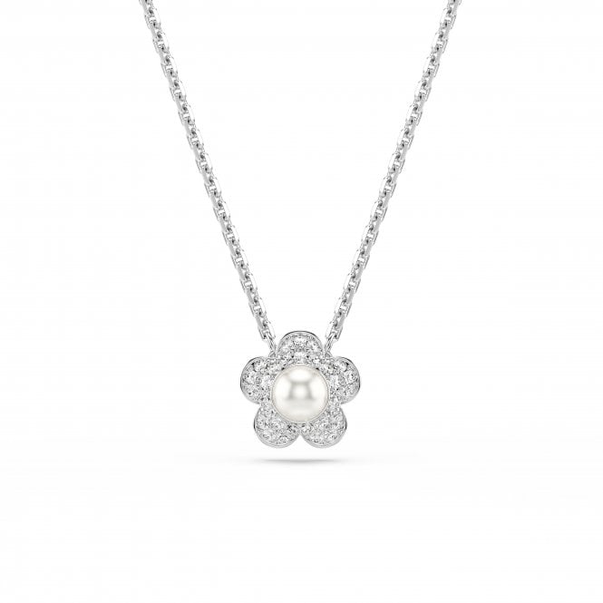 Swarovski Jewellery Swarovski x Ariana Grande Round Cut Crystal & Pearl Flower Necklace 1.1 x 1.1cm, 38-45cm
