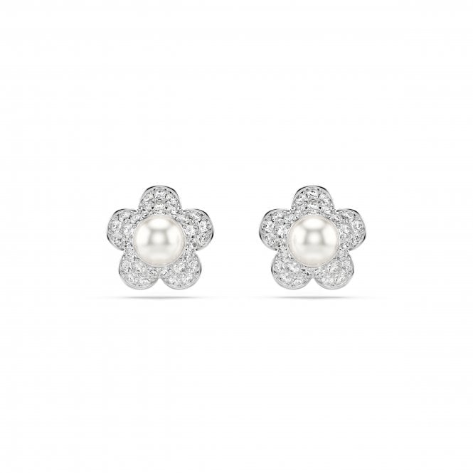 Swarovski Jewellery Swarovski x Ariana Grande Round Cut Crystal & Pearl Flower Stud Earrings 1.1 x 1.1cm