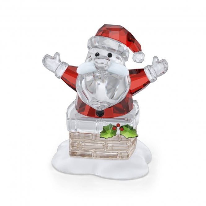 Swarovski Ornaments Swarovski Holiday Cheers Santa Claus and Chimney 7.4 x 4.7 x 6.8cm 