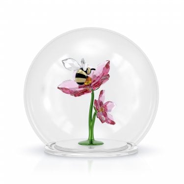 Swarovski Idyllia Glass Ball Bee and Flowers 8 x 8 x 7.3cm