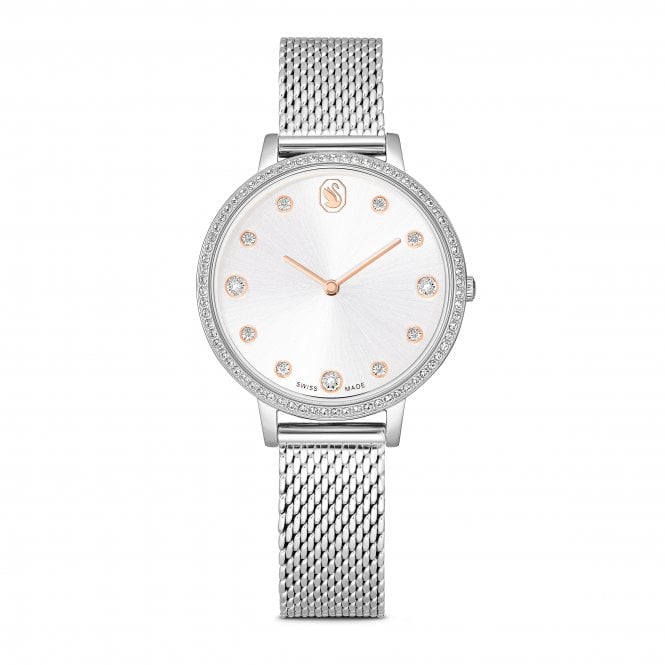 Swarovski Watches Swarovski Clarica Crystal Stainless Steel Mesh Strap Watch  