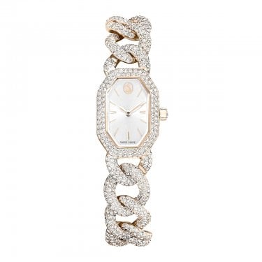 Swarovski Dextera Crystal Chain Rose Gold Tone Stainless Steel Watch